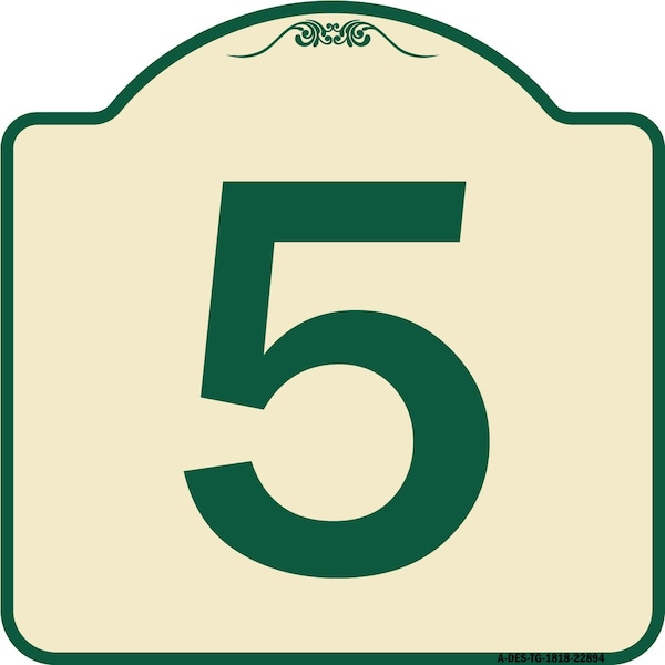 Signmission Designer Series Sign W/ Number 5, Tan & Green Heavy-Gauge Aluminum Sign, 18" x 18", TG-1818-22894 A-DES-TG-1818-22894 - main